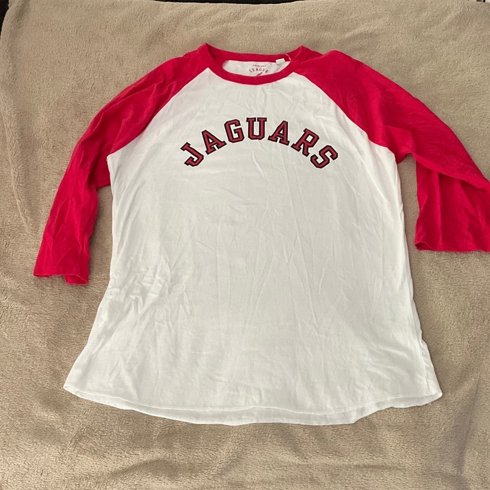 League Red and White Jaguars 3/4 Sleeve Tee